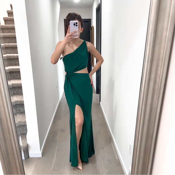 Mac Duggal Dresses & Skirts - Mac Duggal Green One-Shoulder Gown with‎ Side Slit 2